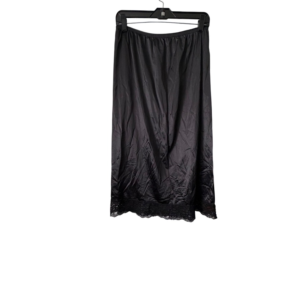 Sears Half Slip Women XL Black Vintage Lace Trim Antron III Nylon USA